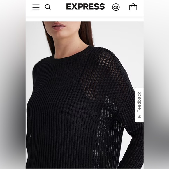 NWT Express ribbed sweater, knit cotton,split hem. Sz Large. Slight see-through. - Picture 1 of 6